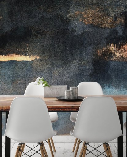 papier peint mural en béton personnalisable bleu et or appelé Rain with Sun par Elizabeth Fredriksson pour chambre ou salle de bain papier peint mural en béton personnalisable bleu et or appelé Rain with Sun par Elizabeth Fredriksson pour chambre ou salle de bain