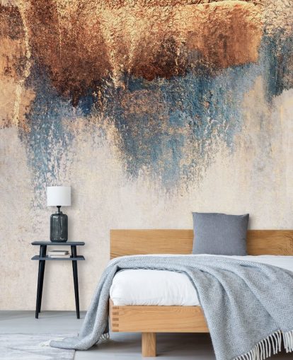 papier peint mural en béton blanc et bleu appelé Storm Ahead par Elizabeth Fredriksson pour chambre ou salle de bain