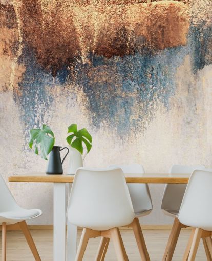 witte en blauwe betonnen muurschildering genaamd Storm Ahead van Elizabeth Fredriksson voor slaapkamer of badkamer