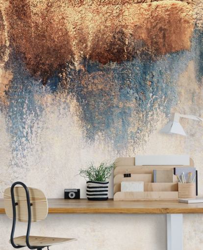 mural de papel pintado de hormigón blanco y azul llamado Storm Ahead de Elizabeth Fredriksson para dormitorio o baño