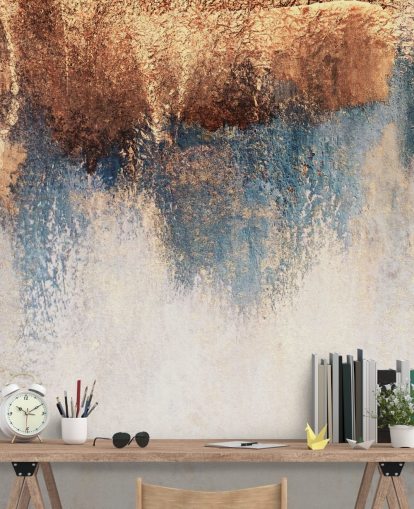 witte en blauwe betonnen muurschildering genaamd Storm Ahead van Elizabeth Fredriksson voor slaapkamer of badkamer witte en blauwe betonnen muurschildering genaamd Storm Ahead van Elizabeth Fredriksson voor slaapkamer of badkamer