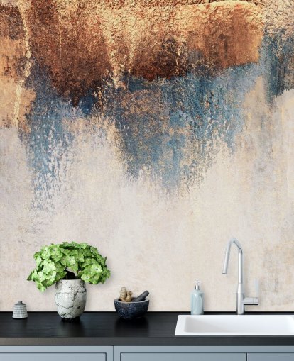 white and blue concrete wallpaper mural called Storm Ahead by Elizabeth Fredriksson for bedroom or bathroom