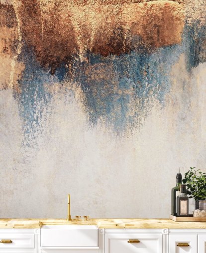 mural de papel pintado de hormigón blanco y azul llamado Storm Ahead de Elizabeth Fredriksson para dormitorio o baño