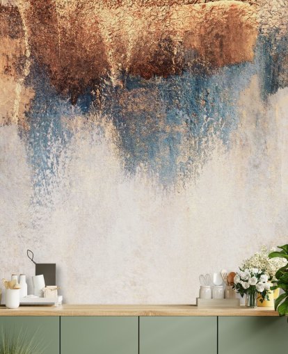 white and blue concrete wallpaper mural called Storm Ahead by Elizabeth Fredriksson for bedroom or bathroom