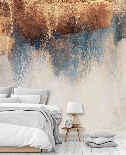 witte en blauwe betonnen muurschildering genaamd Storm Ahead van Elizabeth Fredriksson voor slaapkamer of badkamer