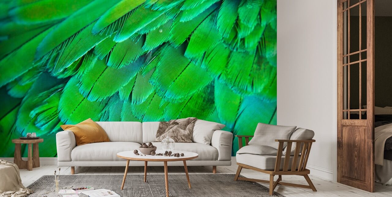 Mural Plumas verde neón | Wallsauce ES