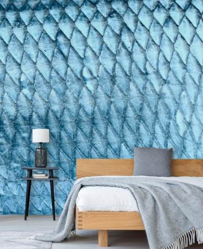 Blue Fish Print Wall Mural