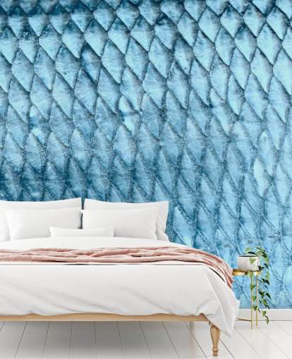 Blue Fish Print Wall Mural