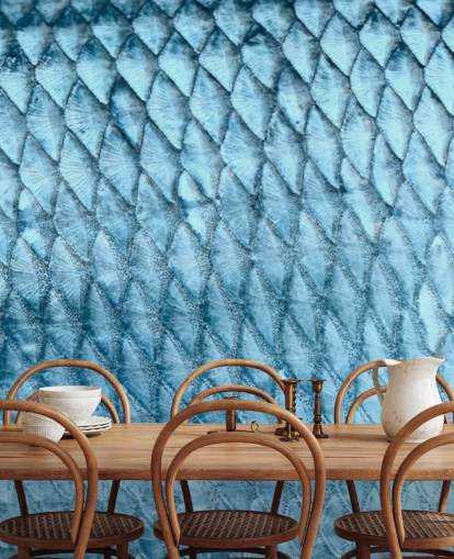 Blue Fish Print Wall Mural