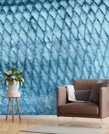 Decorazione murale con stampa di pesci blu