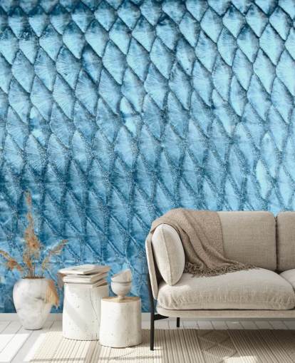 Blue Fish Print Wall Mural