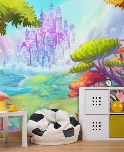 colourful fairy princess castle wallpaper