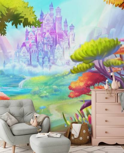 farverige fe prinsesse slot tapet