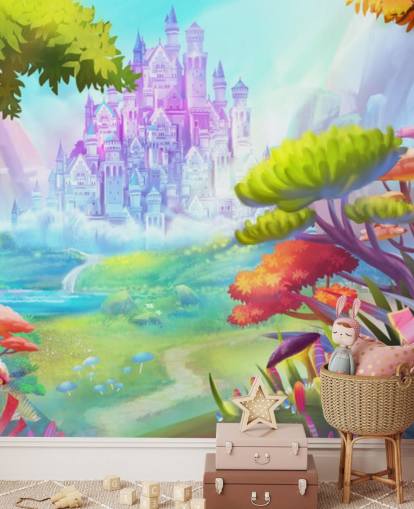 papel pintado colorido castillo de princesa de hadas