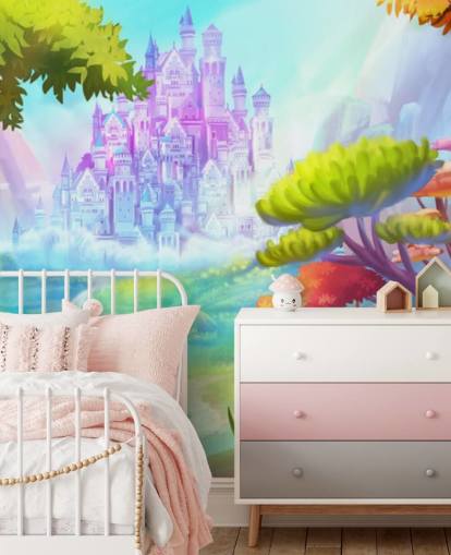 fargerik fairy prinsesse slottet tapet