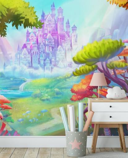 colourful fairy princess castle wallpaper