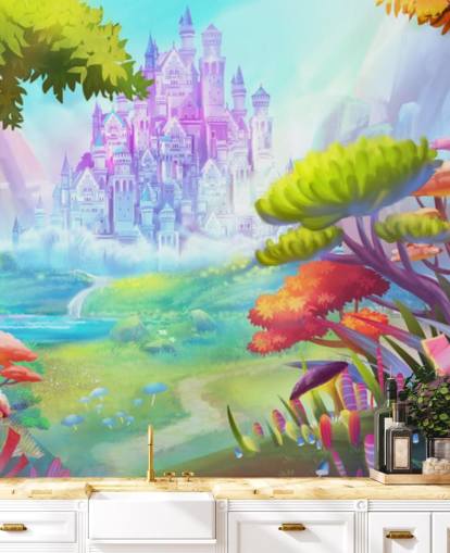 farverige fe prinsesse slot tapet