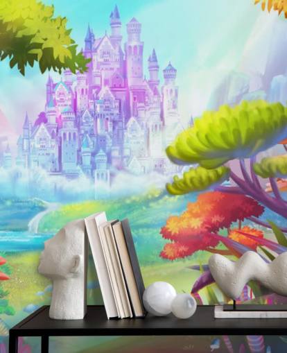 colourful fairy princess castle wallpaper