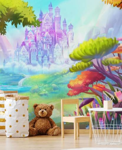 colourful fairy princess castle wallpaper