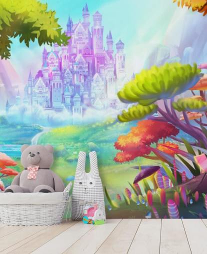 bunte Märchenprinzessin Schloss Tapete