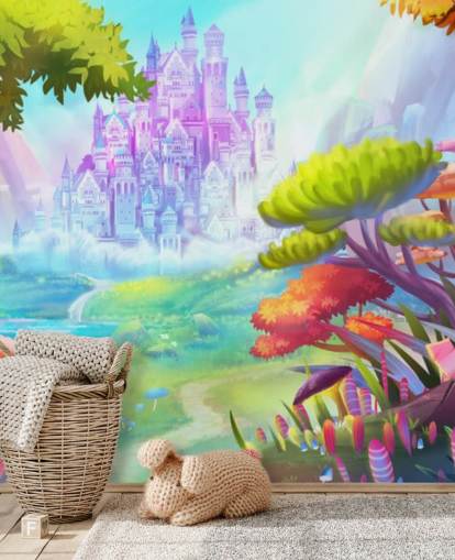 papel pintado colorido castillo de princesa de hadas