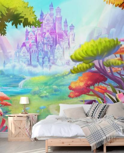 papel de parede colorido castelo princesa fada
