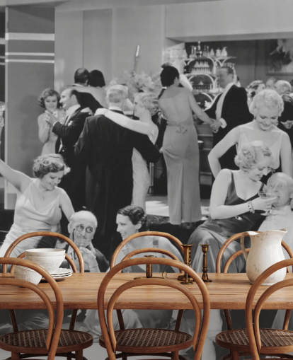 foto in bianco e nero della carta da parati per feste degli anni