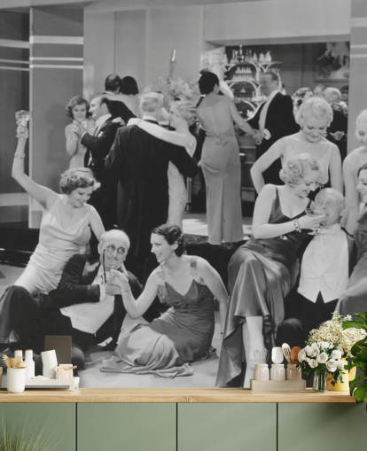 photo en noir et blanc de papier peint de fête des années 1930