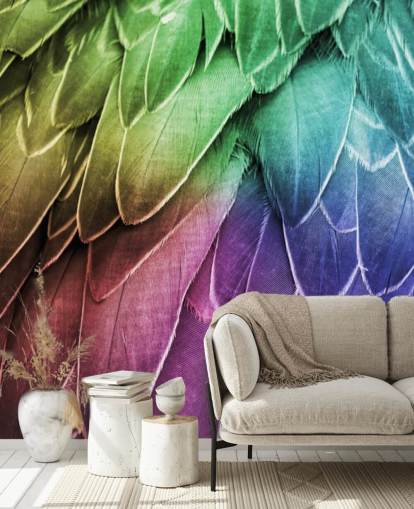 Muurschildering Pastel papegaaienprint Muurschildering Pastel papegaaienprint