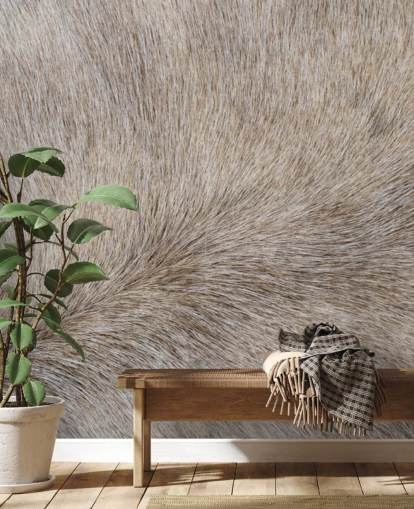 Grey Horse Hair Print Wallpaper