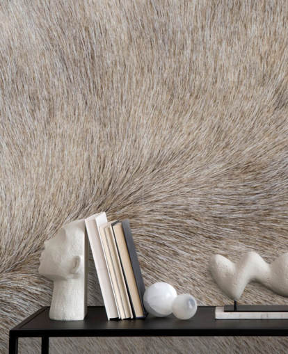 Grey Horse Hair Print Wallpaper