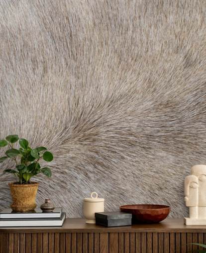 Grey Horse Hair Print Wallpaper