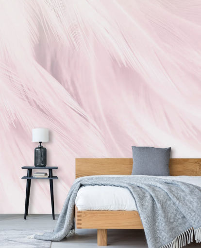Decorazione murale con stampa piuma rosa chiaro