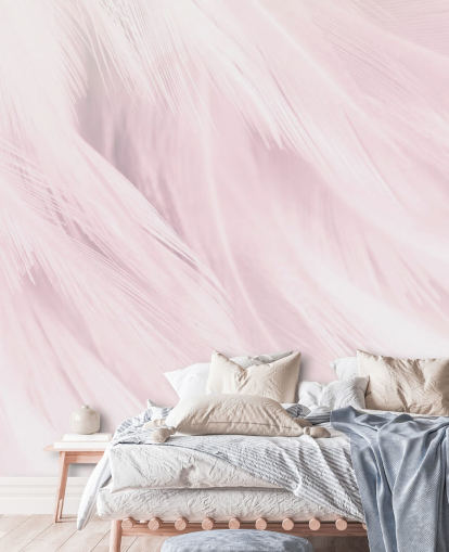 Light Pink Feather Print Mural