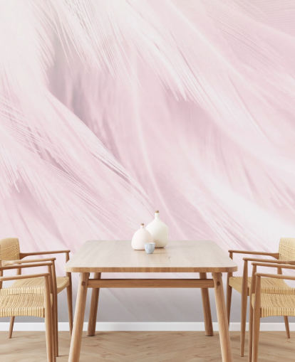 Light Pink Feather Print Mural