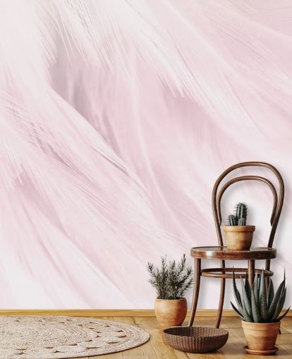 Light Pink Feather Print Mural