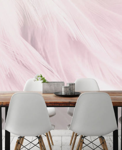 Light Pink Feather Print Mural