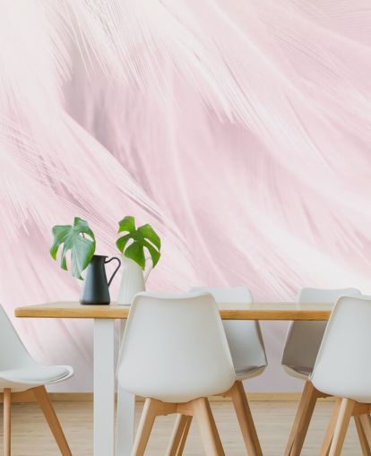 Light Pink Feather Print Mural