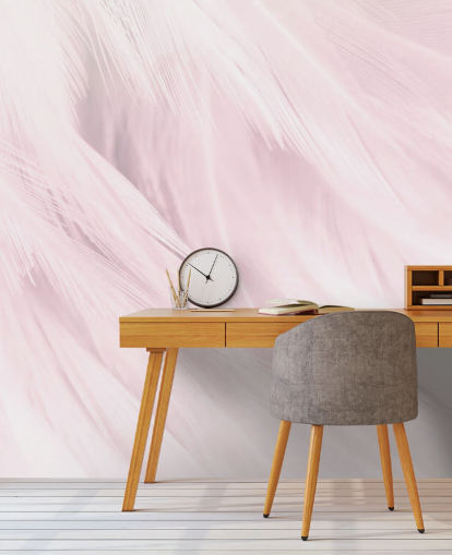 Lys Rosa Fjær Print Mural