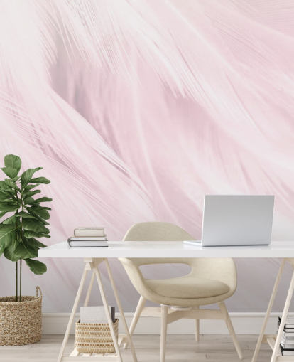 Papier Peint Plume Rose Clair
