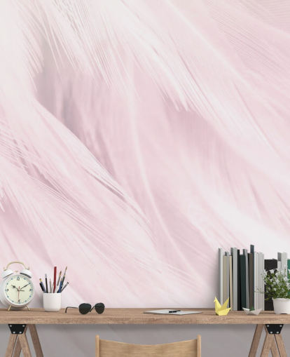 Decorazione murale con stampa piuma rosa chiaro