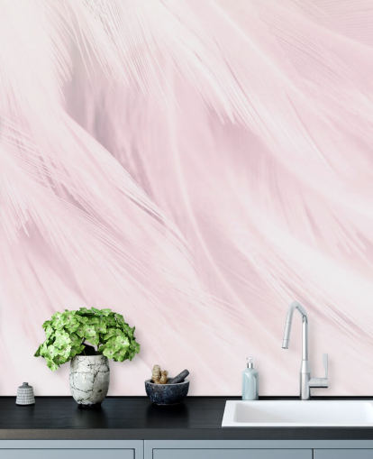 Papier Peint Plume Rose Clair