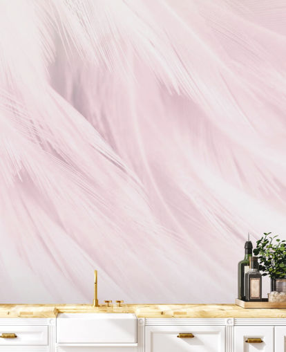 Lys Pink Fjer Print Vægmaleri