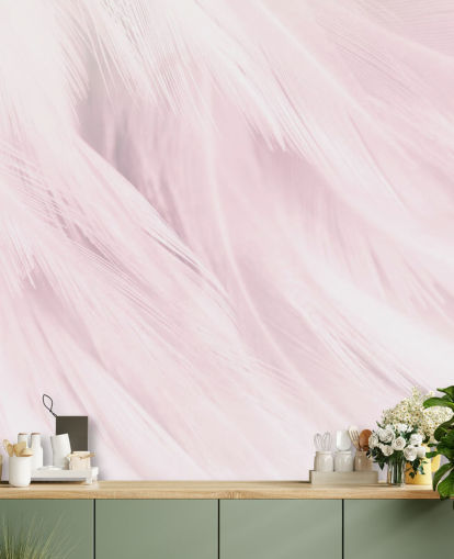Lys Pink Fjer Print Vægmaleri Lys Pink Fjer Print Vægmaleri