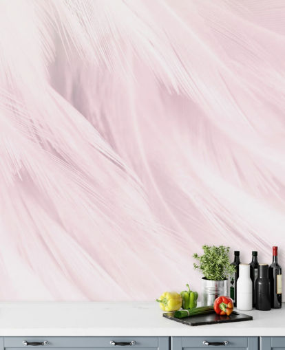 Lys Rosa Fjær Print Mural