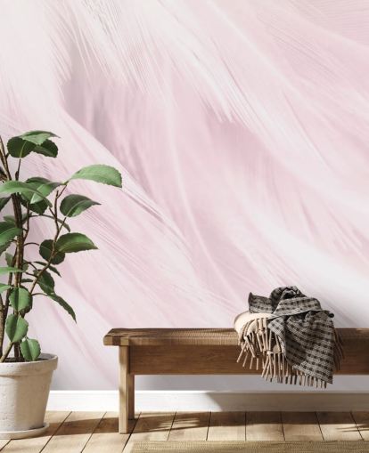 Light Pink Feather Print Mural Light Pink Feather Print Mural