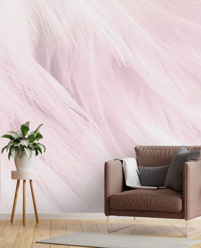 Lys Rosa Fjær Print Mural