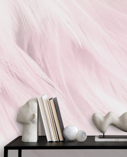 Light Pink Feather Print Mural