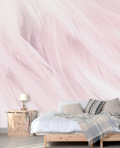 Light Pink Feather Print Mural