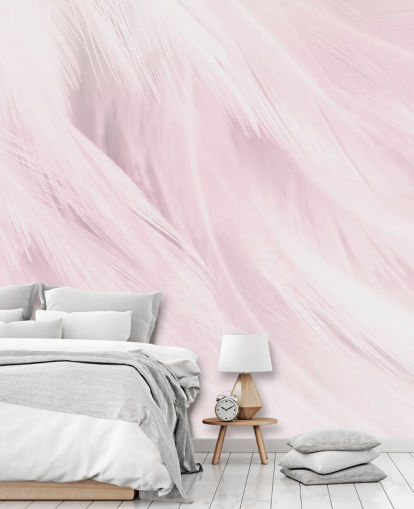 Decorazione murale con stampa piuma rosa chiaro